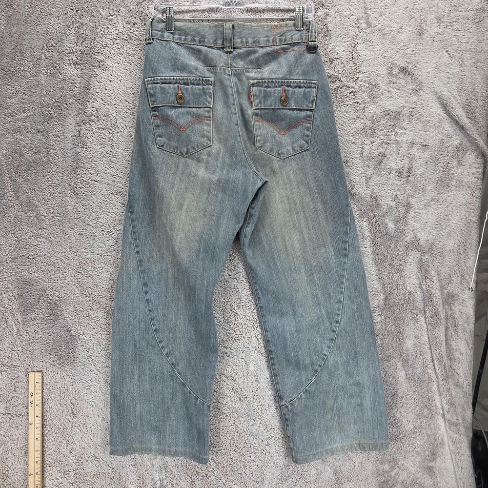 Vintage Levis Engineered Jeans Mens Blue Twisted Flap Pockets Zip Fly Fits 28x26